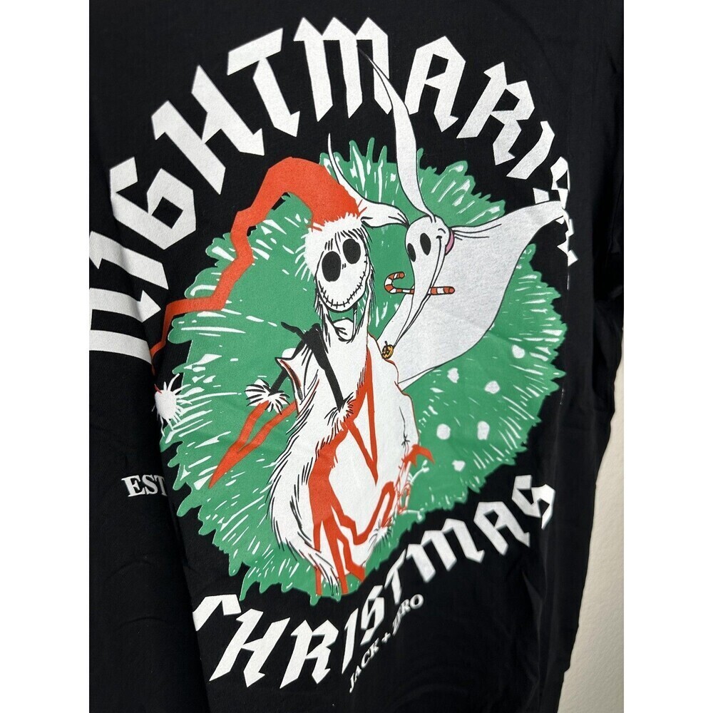 Disney Nightmare Before Christmas Shirt Mens Medium Black Jack Skellington Zero - Picture 2 of 5